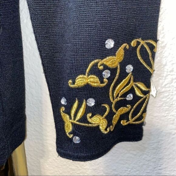 Vintage L'eau Vive knit embroidered shirt‎ with metallic gold maxi lined skirt - Picture 12 of 16